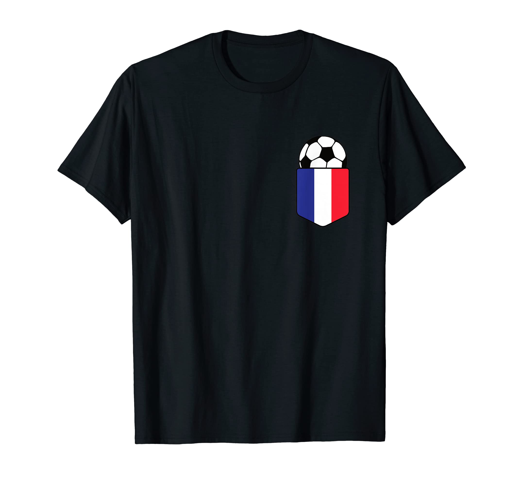 Soccer Ball France Flag Pocket Logo Soccer T-Shirt - Trendy Graphic Unisex