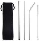 Color: Sliver Cloth bag5 pcs - 304 stainless steel straw