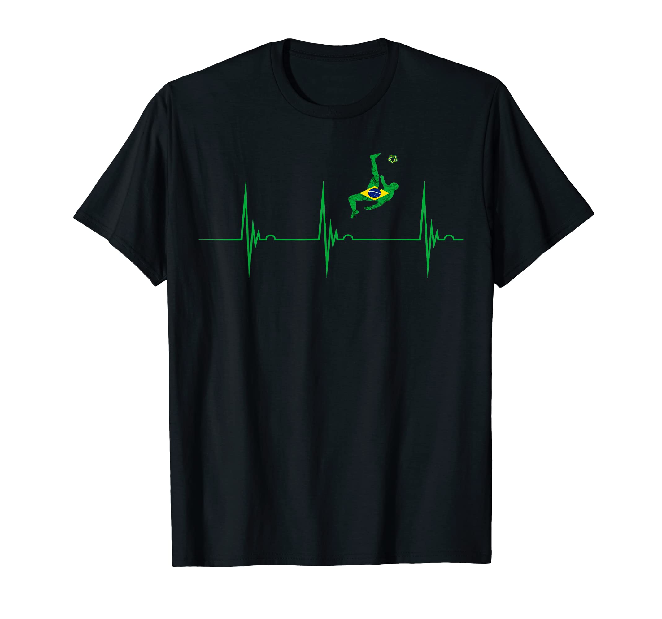 Brazil Heartbeat Ekg Pulse Brasilian T-Shirt - Unique Graphic Unisex