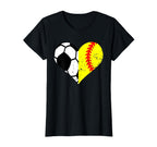 Soccer Softball Heart Funny Soccer T-Shirt - Custom Art Print Men Women
