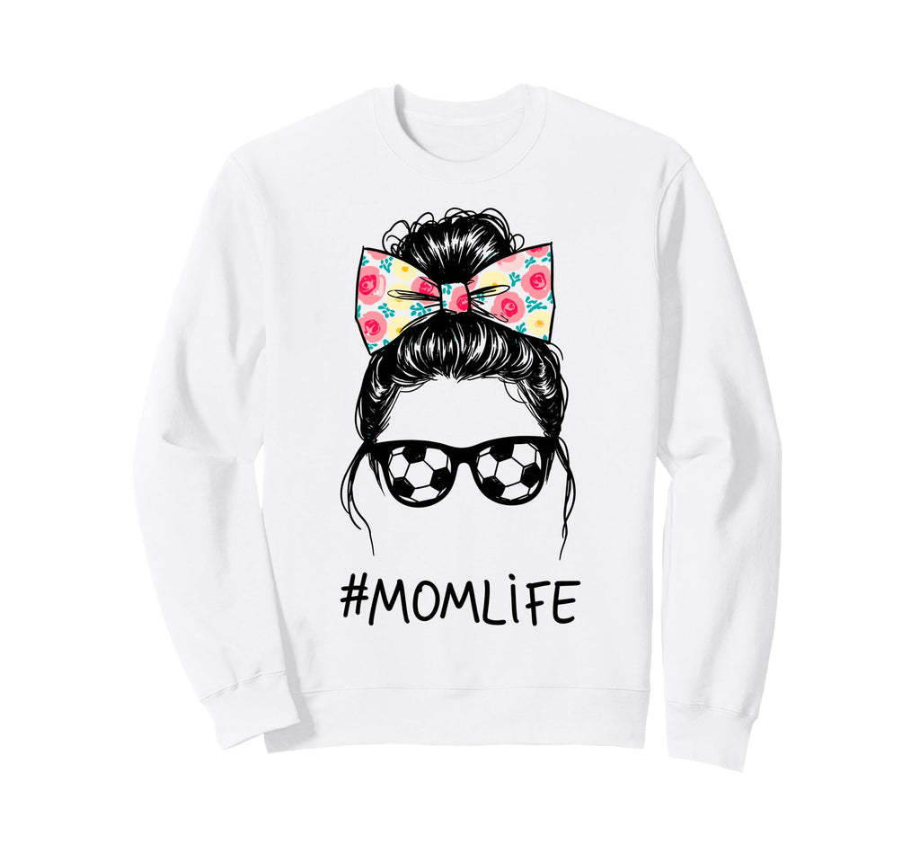 Messy Bun Bandana Soccer Mom Life Sweatshirt - Trendy Graphic Men Women