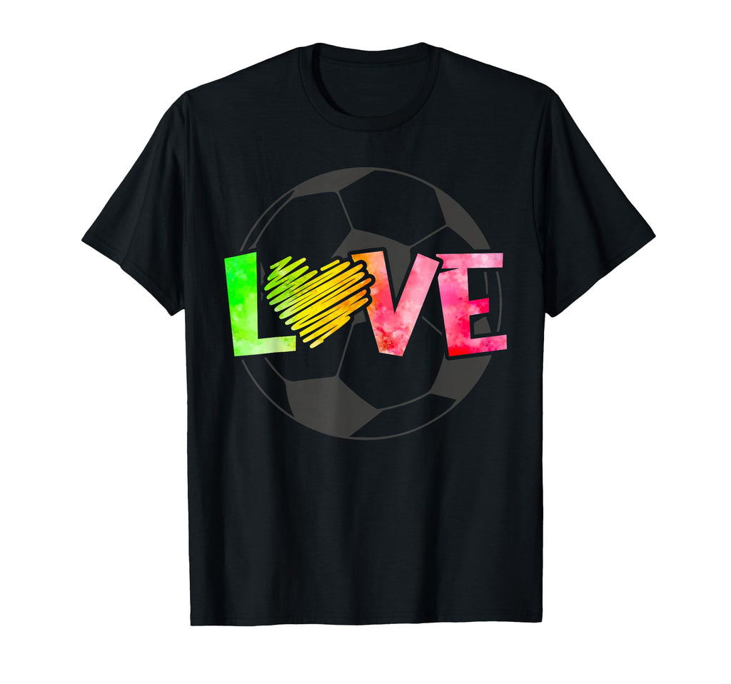 Soccer Tie Dye Love Multi Color Teen T-Shirt - Custom Art Print for Adults