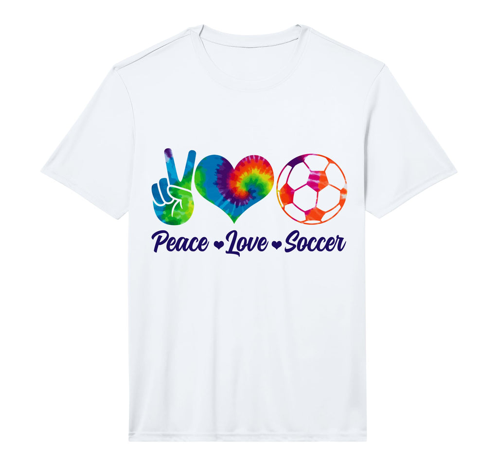 Soccer Tie Dye Peace Love Soccer Player T-Shirt - Graphic Print for Adults