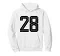 28 White Number 28 Sports Fan Soccer Hoodie - Graphic Print for Adults