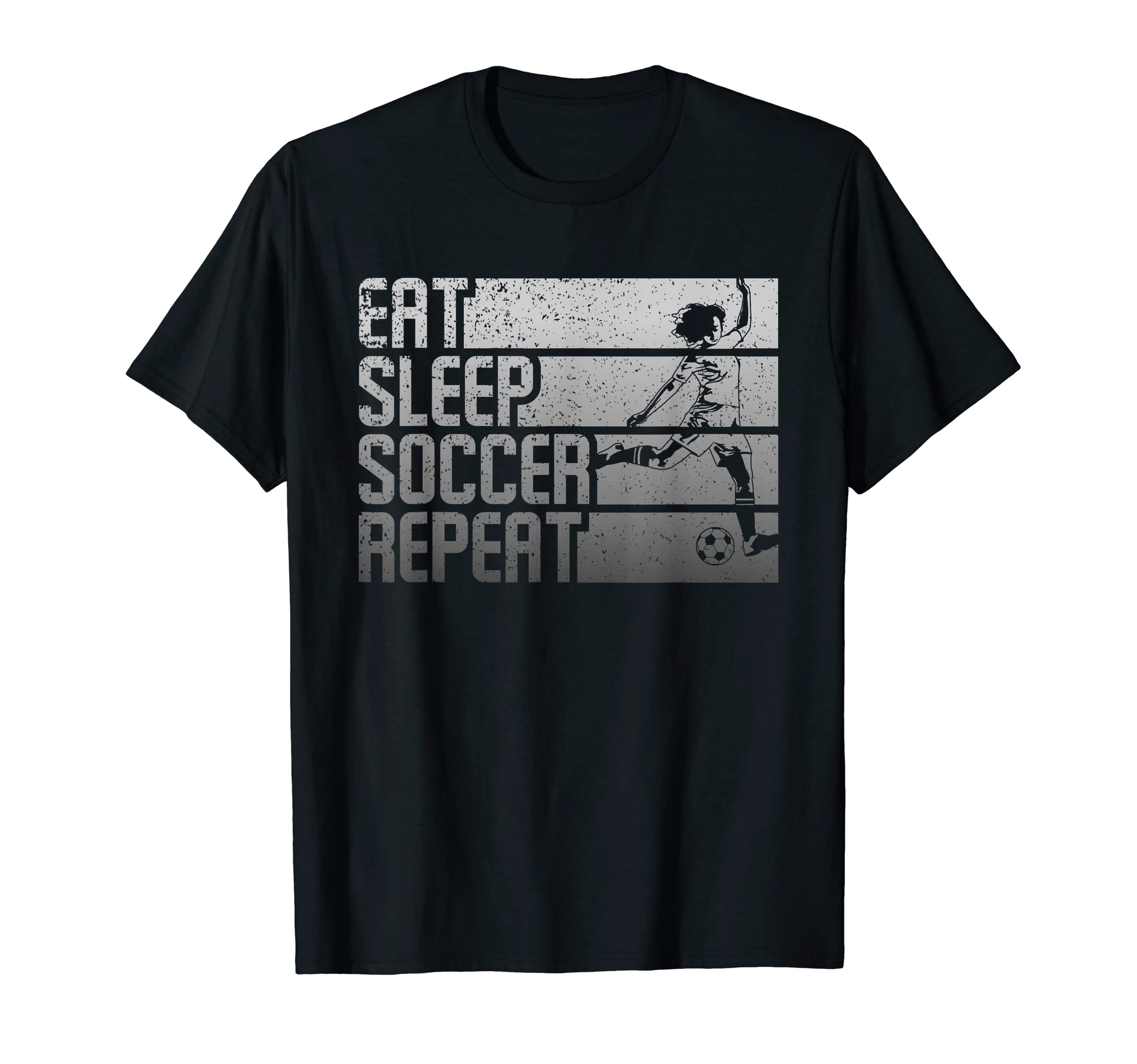 Eat Sleep Soccer Repeat Funny T-Shirt - Unique Graphic Men Women