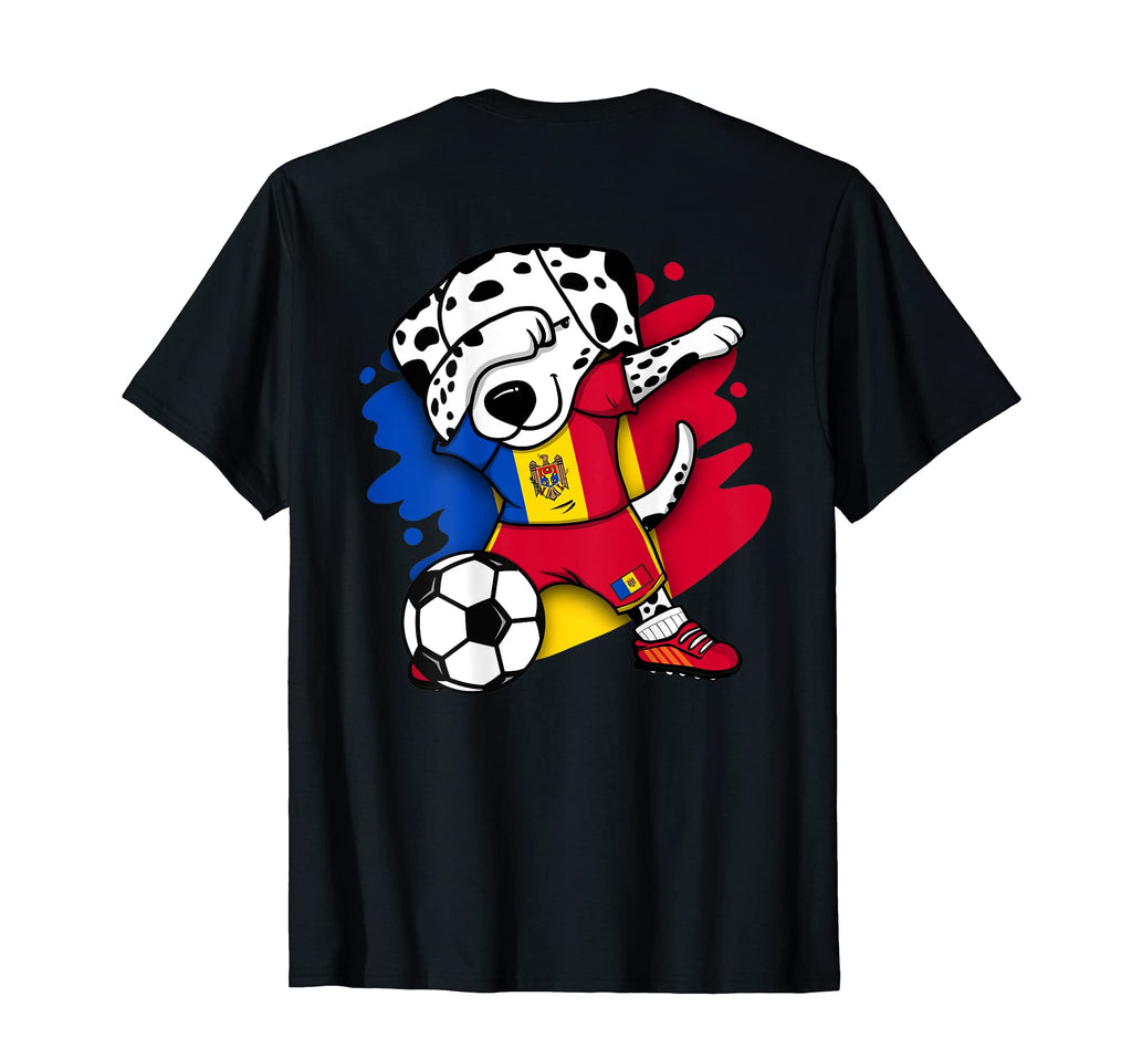 Dabbing Dalmatian Moldova Soccer T-Shirt - Fun Novelty Design for Adults