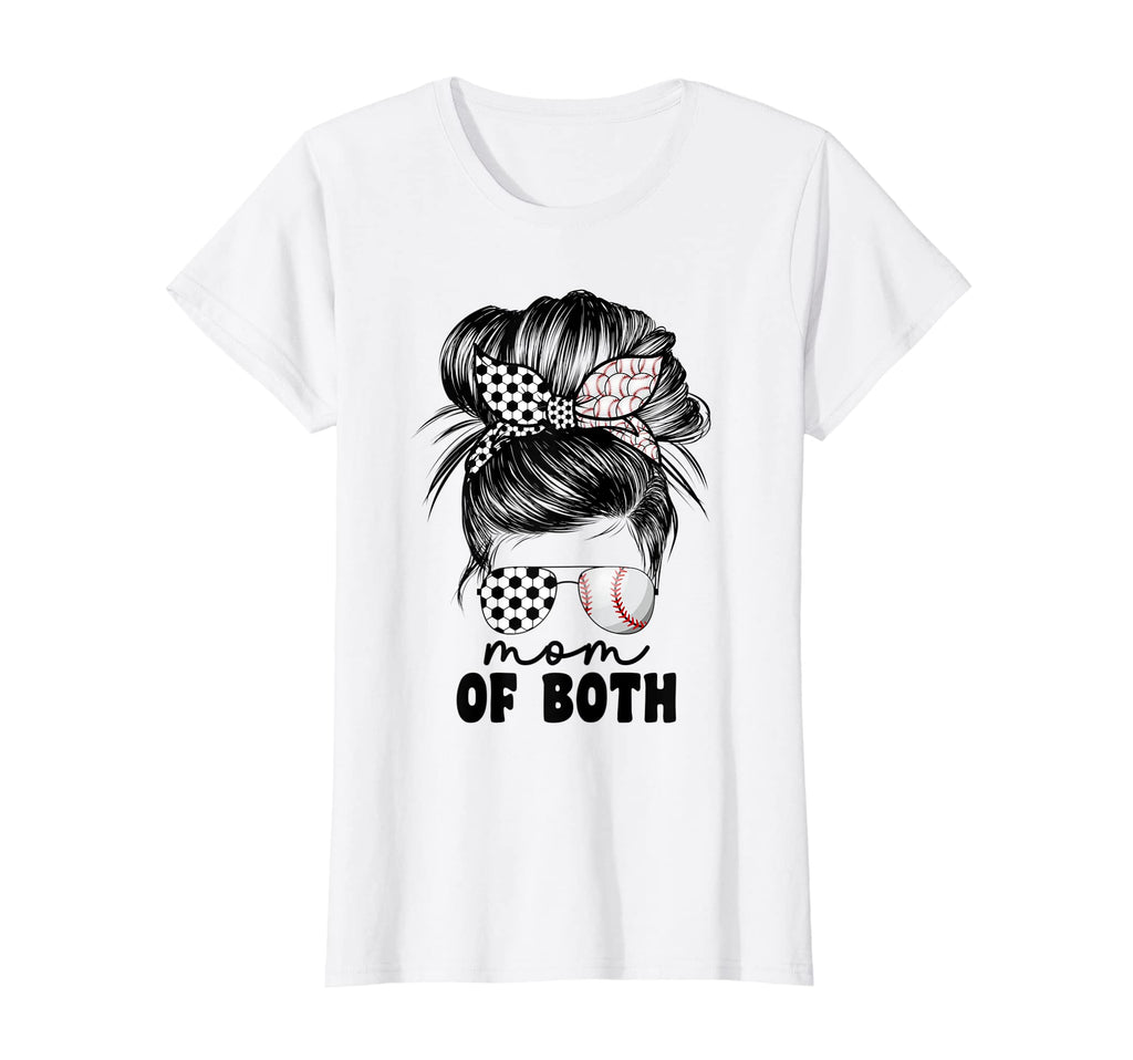 Womens Mom Both Soccer And Baseball Mama T-Shirt - Unique Graphic Unisex