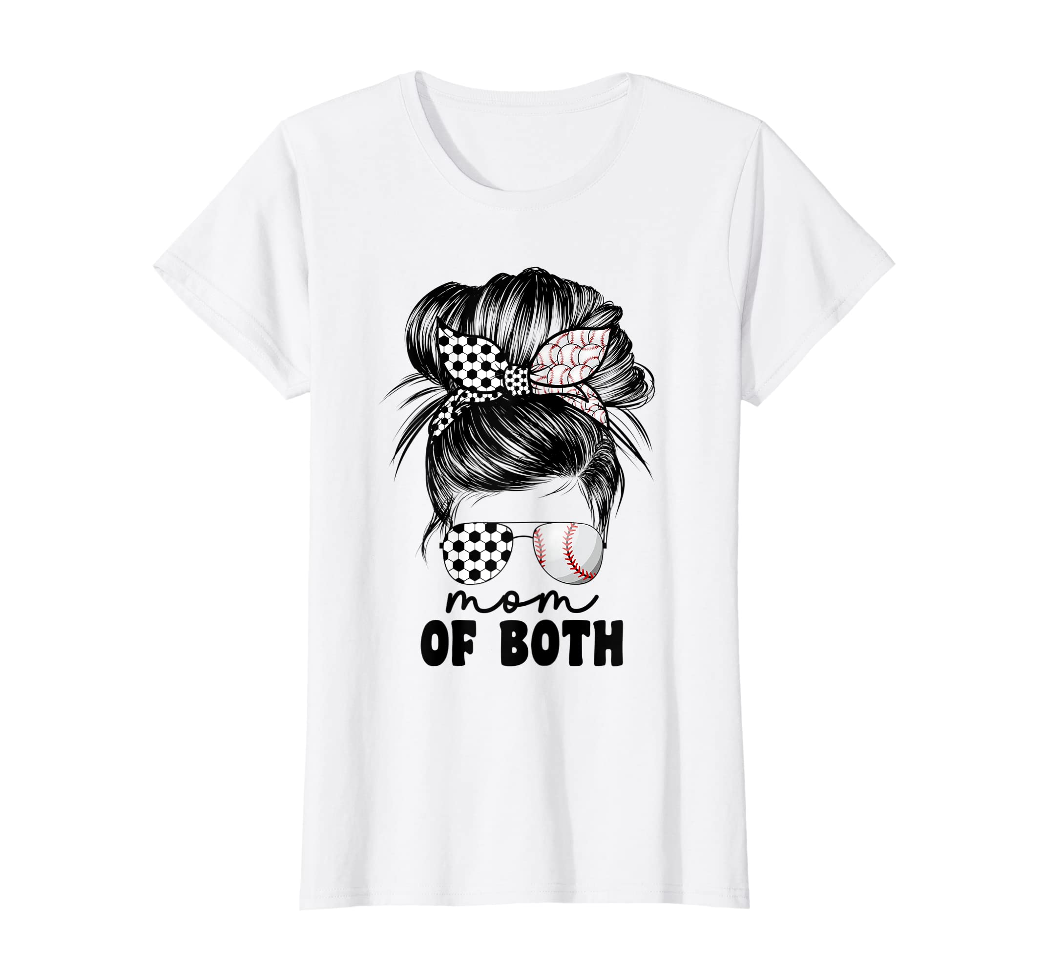 Womens Mom Both Soccer And Baseball Mama T-Shirt - Unique Graphic Unisex
