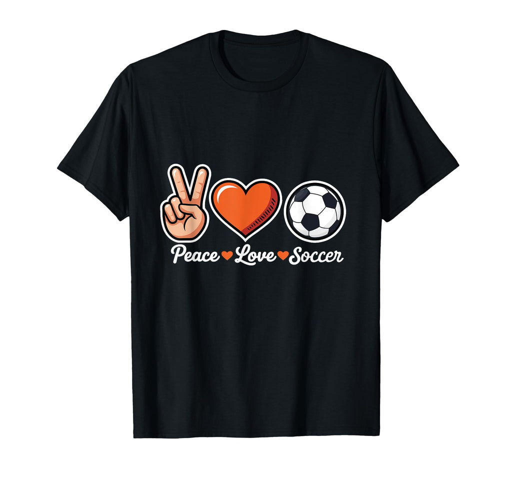 Peace Love Soccer Funny Soccer Player T-Shirt - Trendy Graphic for Adults