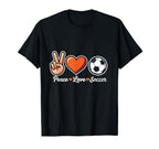 Peace Love Soccer Funny Soccer Player T-Shirt - Trendy Graphic for Adults