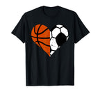 Soccer Basketball Heart Funny Soccer T-Shirt - Aesthetic Graphic Men Women