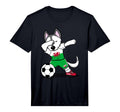 Funny Dabbing Husky Dog Wales Football T-Shirt - Novelty Apparel Unisex