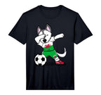 Funny Dabbing Husky Dog Wales Football T-Shirt - Novelty Apparel Unisex