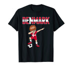 Dabbing Soccer Denmark Soccer Fans T-Shirt - Minimalist Print Men Women