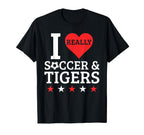 I Love Soccer And Tigers Funny Football T-Shirt - Streetwear Style Unisex
