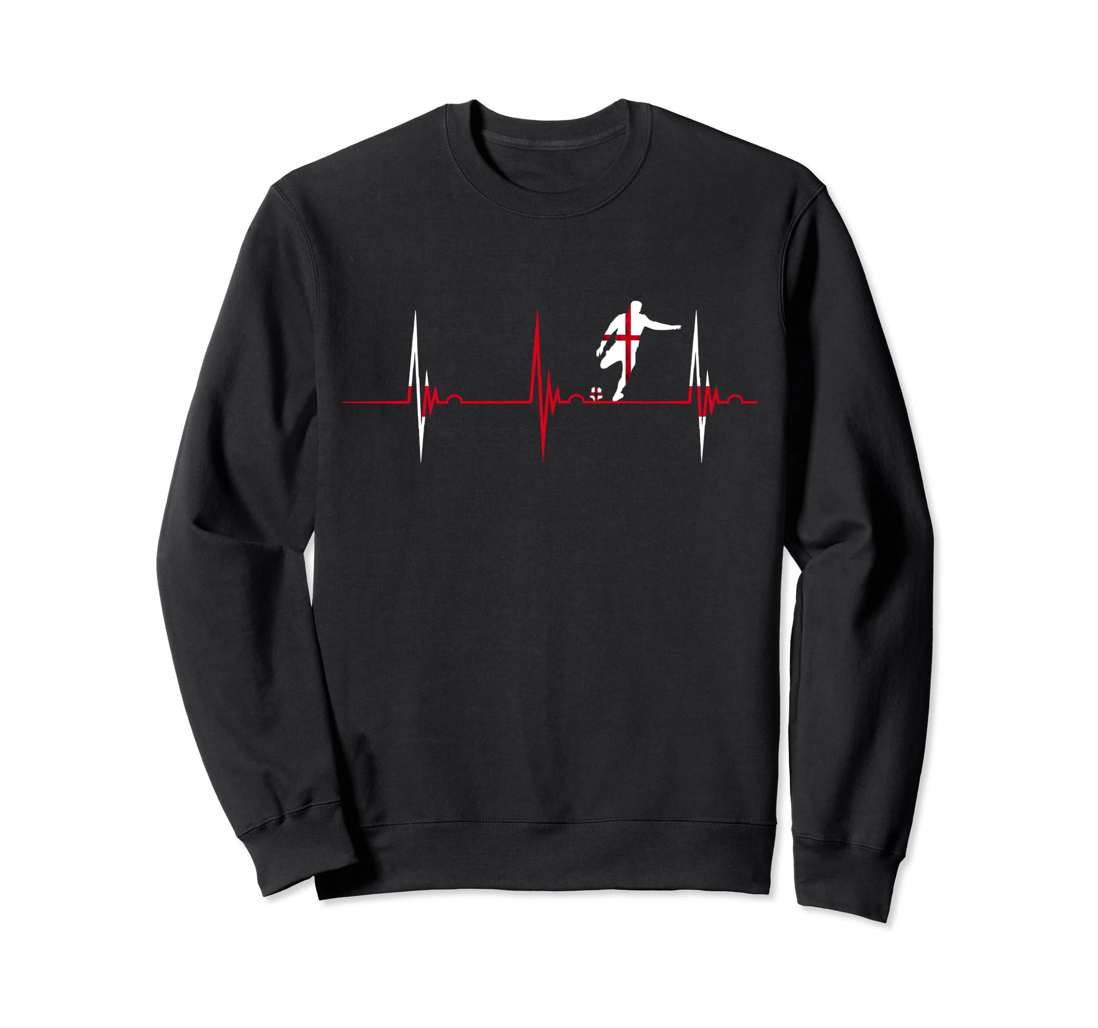 England Soccer Heartbeat Ekg Pulse Sweatshirt - Graphic Print Unisex