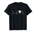 Ire Love Heartbeat And Irish Flag Heart T-Shirt - Trendy Graphic Men Women