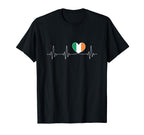 Ire Love Heartbeat And Irish Flag Heart T-Shirt - Trendy Graphic Men Women
