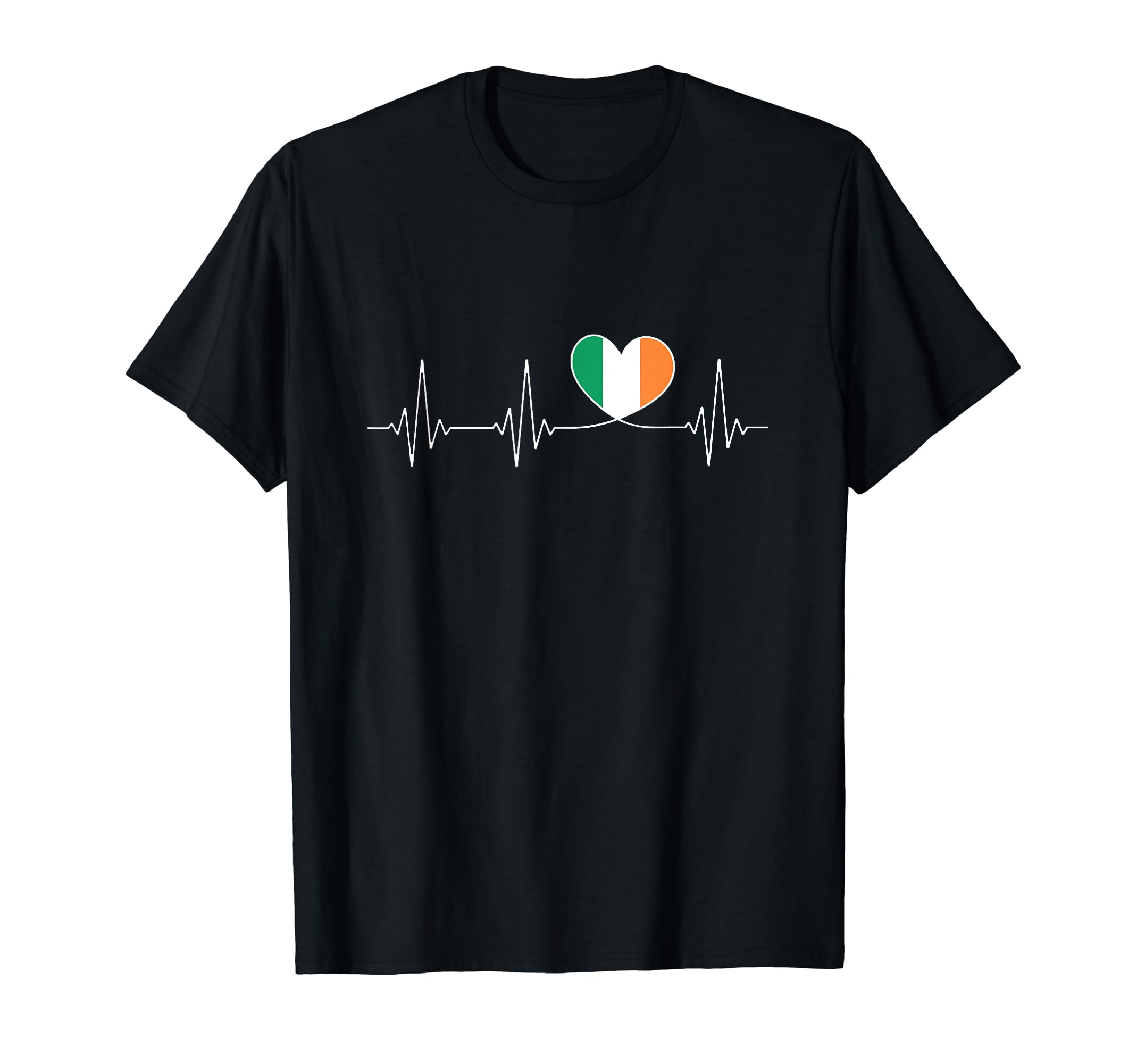 Ire Love Heartbeat And Irish Flag Heart T-Shirt - Trendy Graphic Men Women