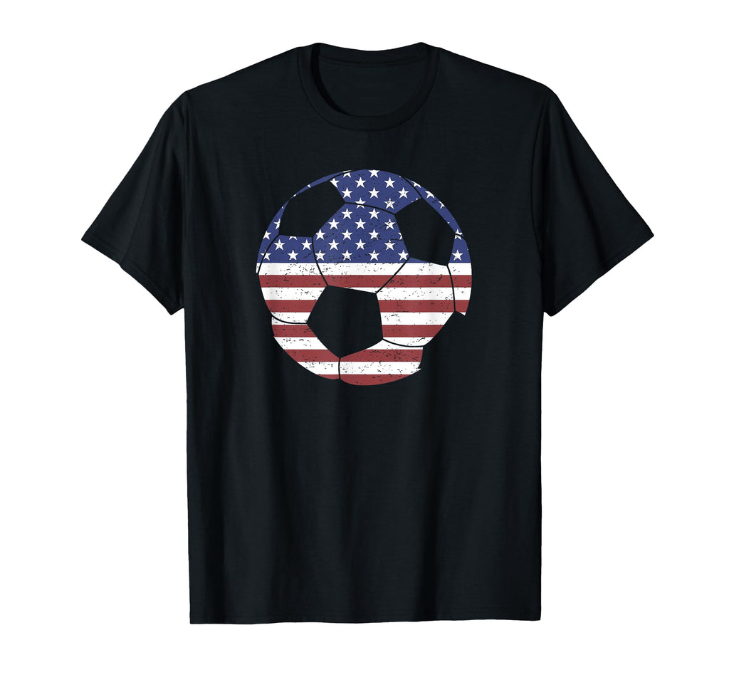 Soccer Ball Usa American Flag T-Shirt - Novelty Apparel Men Women
