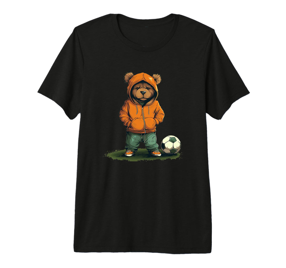 Funny Teddy Bear Loves Soccer And Tri T-Shirt - Unique Graphic for Adults