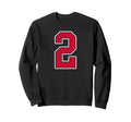 Red White Number 2 Jersey Player Sweatshirt - Trendy Graphic for Adults