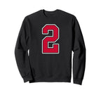Red White Number 2 Jersey Player Sweatshirt - Trendy Graphic for Adults