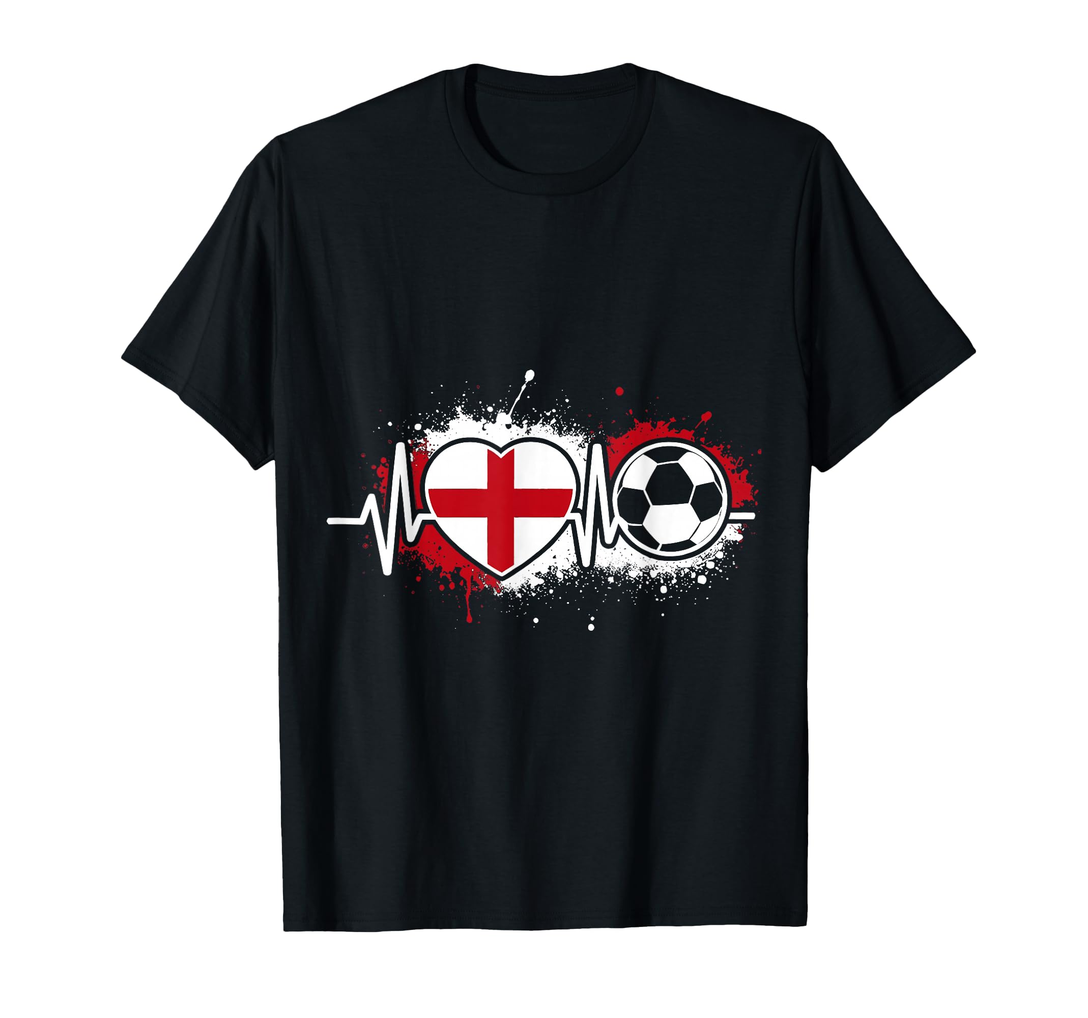 Heartbeat England Soccer Flag Supporter T-Shirt - Streetwear Style Unisex