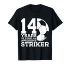 Soccer 14 Years Awesome Soccer Striker T-Shirt - Trendy Graphic Men Women