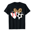 Soccer Baseball Heart Funny Soccer T-Shirt - Graphic Print Men Women