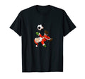 Funny Soccer Santa Doing Soccer Bicycle T-Shirt - Graphic Print Men Women
