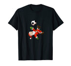 Funny Soccer Santa Doing Soccer Bicycle T-Shirt - Graphic Print Men Women
