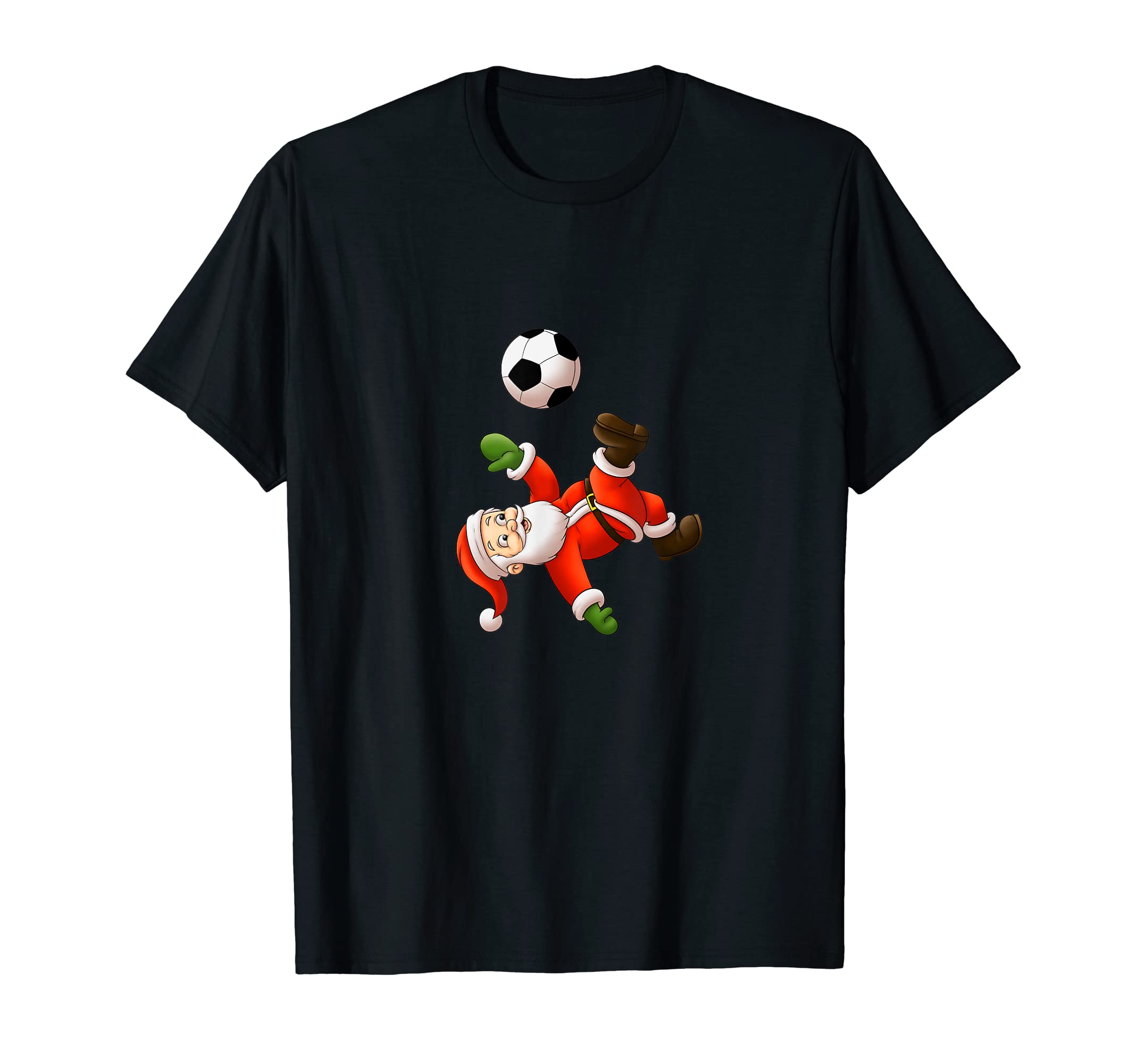Funny Soccer Santa Doing Soccer Bicycle T-Shirt - Graphic Print Men Women