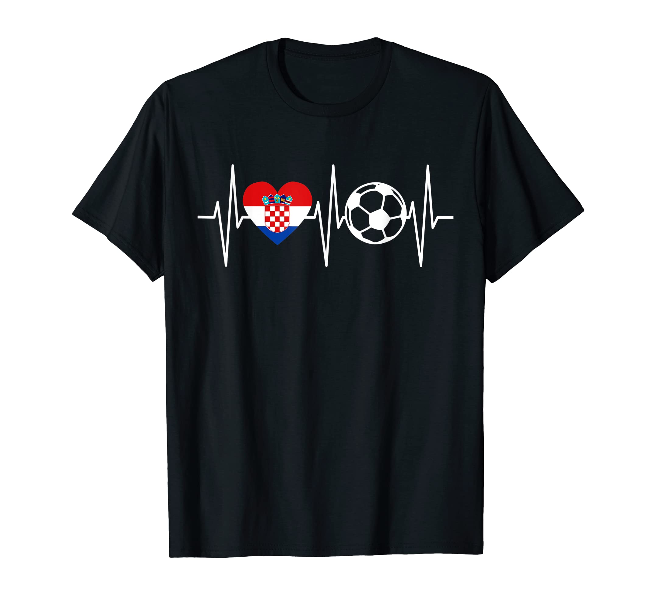 Croatia Soccer Funny Soccer Heartbeat T-Shirt - Trendy Graphic Men Women