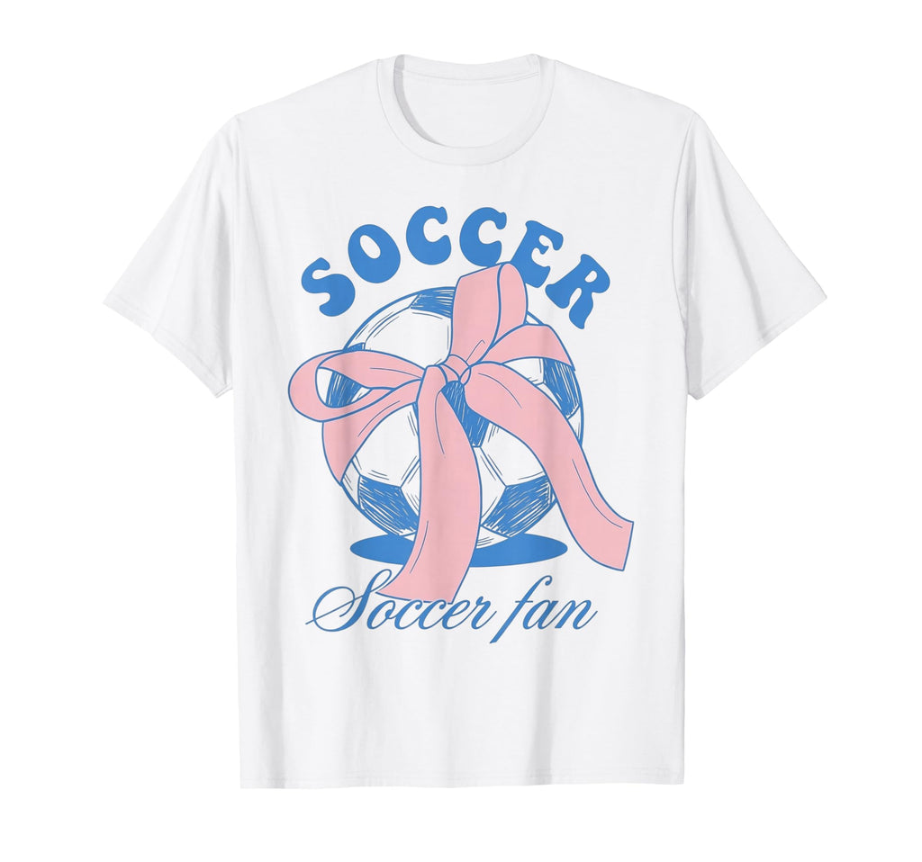 Soccer Fan Coquette Bow T-Shirt - Fun Novelty Design for Adults