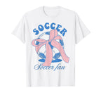 Soccer Fan Coquette Bow T-Shirt - Fun Novelty Design for Adults
