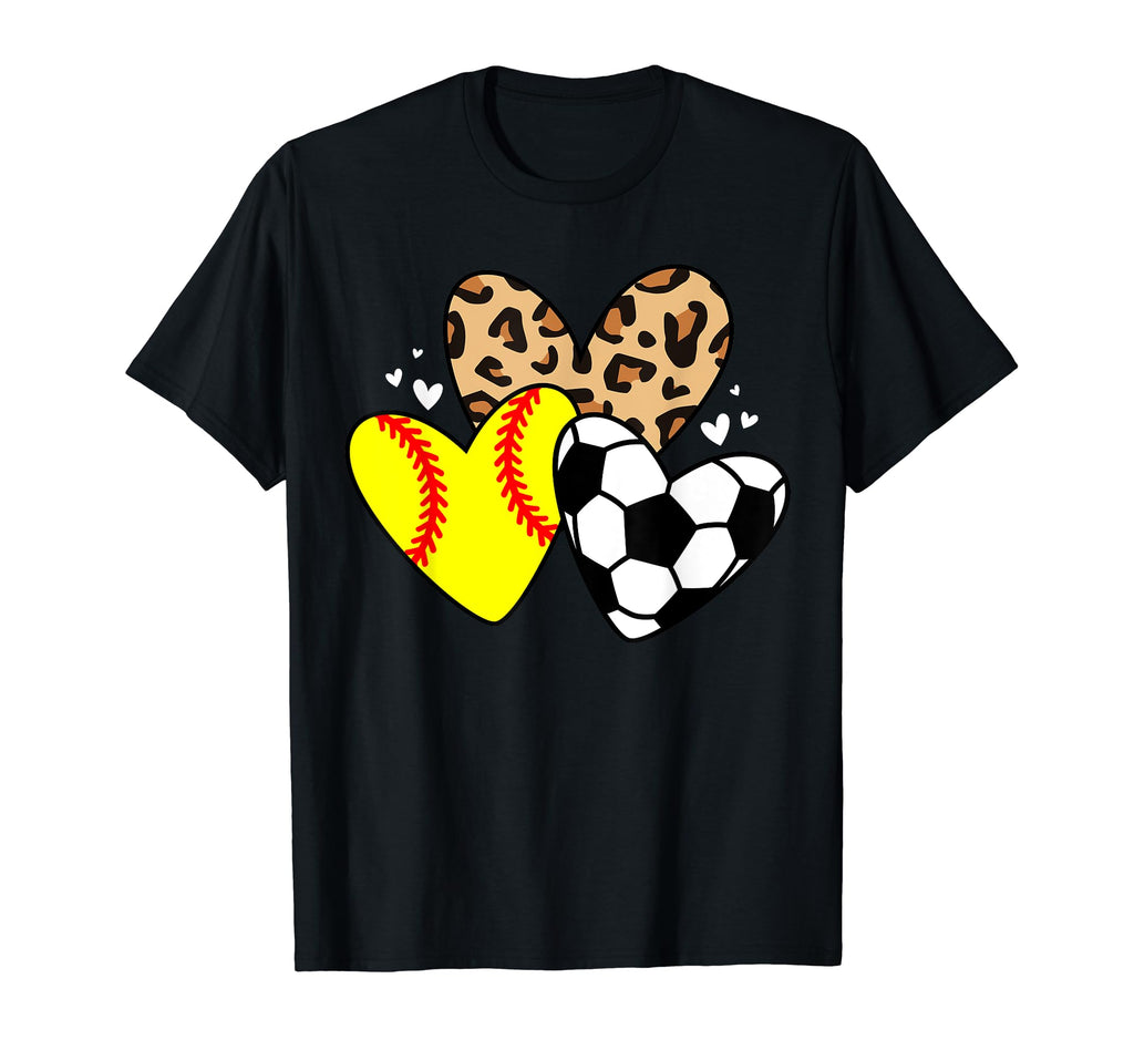 Soccer Softball Heart Funny Soccer T-Shirt - Trendy Graphic Unisex