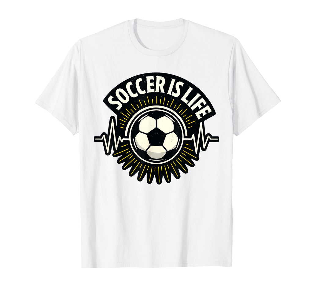 Soccer Is Life Pulse Sports Art T-Shirt - Unique Graphic for Adults