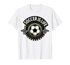 Soccer Is Life Pulse Sports Art T-Shirt - Unique Graphic for Adults