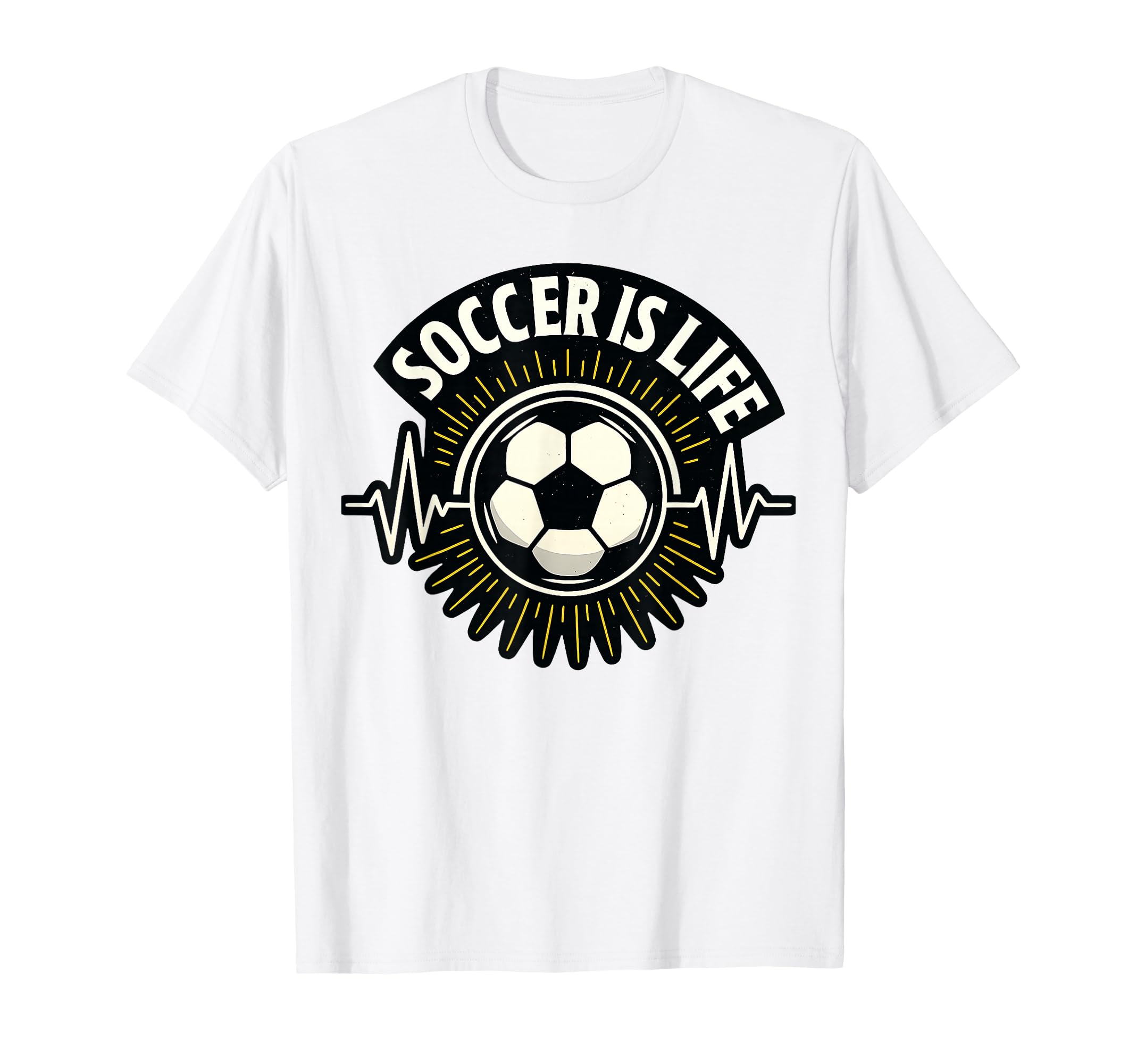 Soccer Is Life Pulse Sports Art T-Shirt - Unique Graphic for Adults