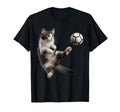 Funny Cat Soccer Ball Art T-Shirt - Aesthetic Graphic Unisex