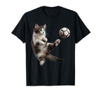 Funny Cat Soccer Ball Art T-Shirt - Aesthetic Graphic Unisex