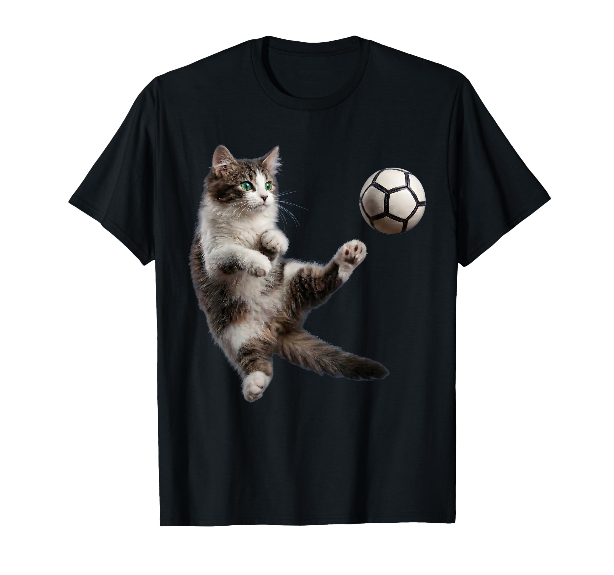 Funny Cat Soccer Ball Art T-Shirt - Aesthetic Graphic Unisex