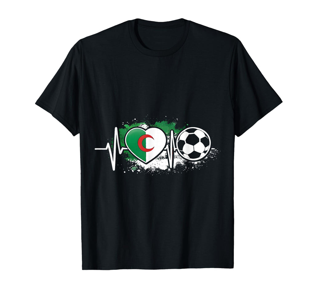 Algerian Soccer Heartbeat Flag T-Shirt - Minimalist Print Men Women