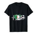 Algerian Soccer Heartbeat Flag T-Shirt - Minimalist Print Men Women