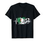 Algerian Soccer Heartbeat Flag T-Shirt - Minimalist Print Men Women