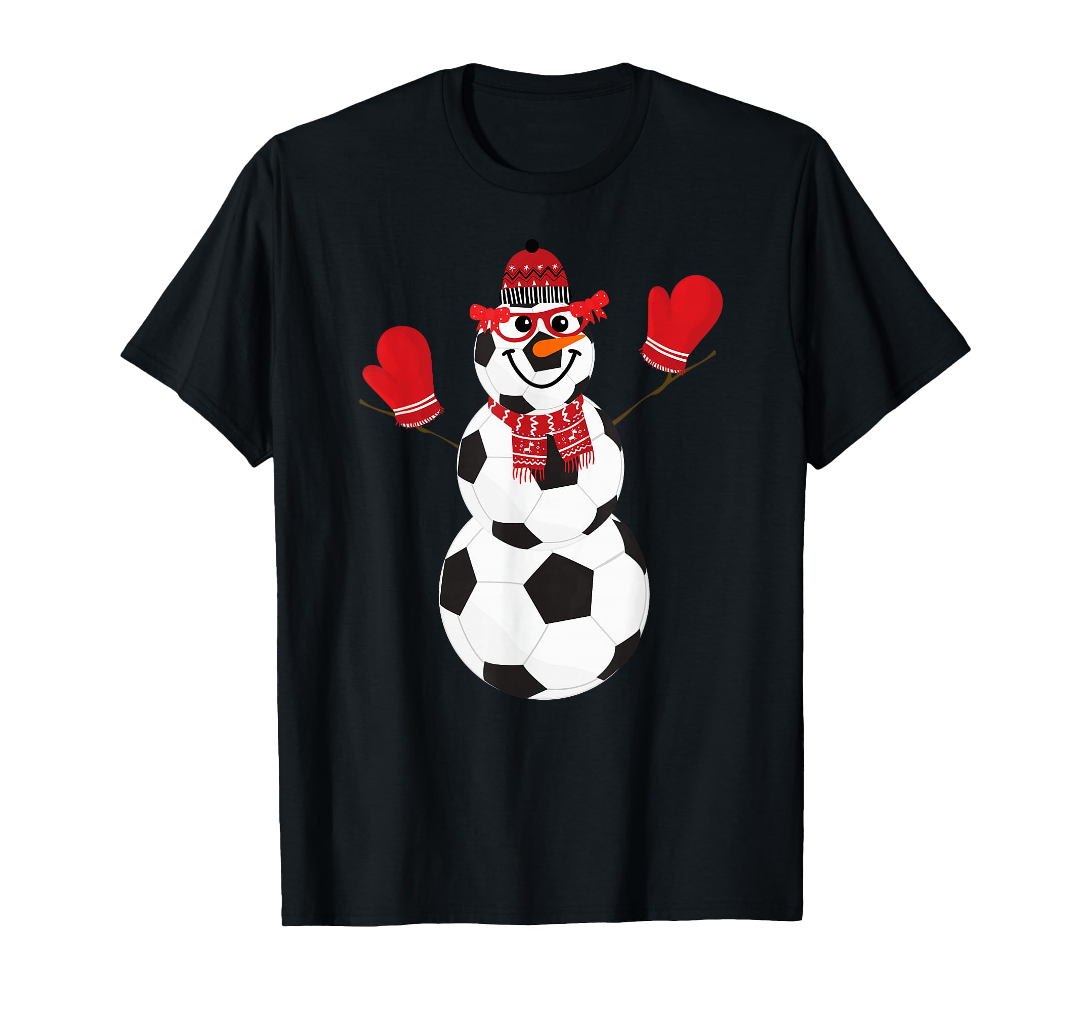 Soccer Balls Snowman Winter Sports T-Shirt - Novelty Apparel for Adults