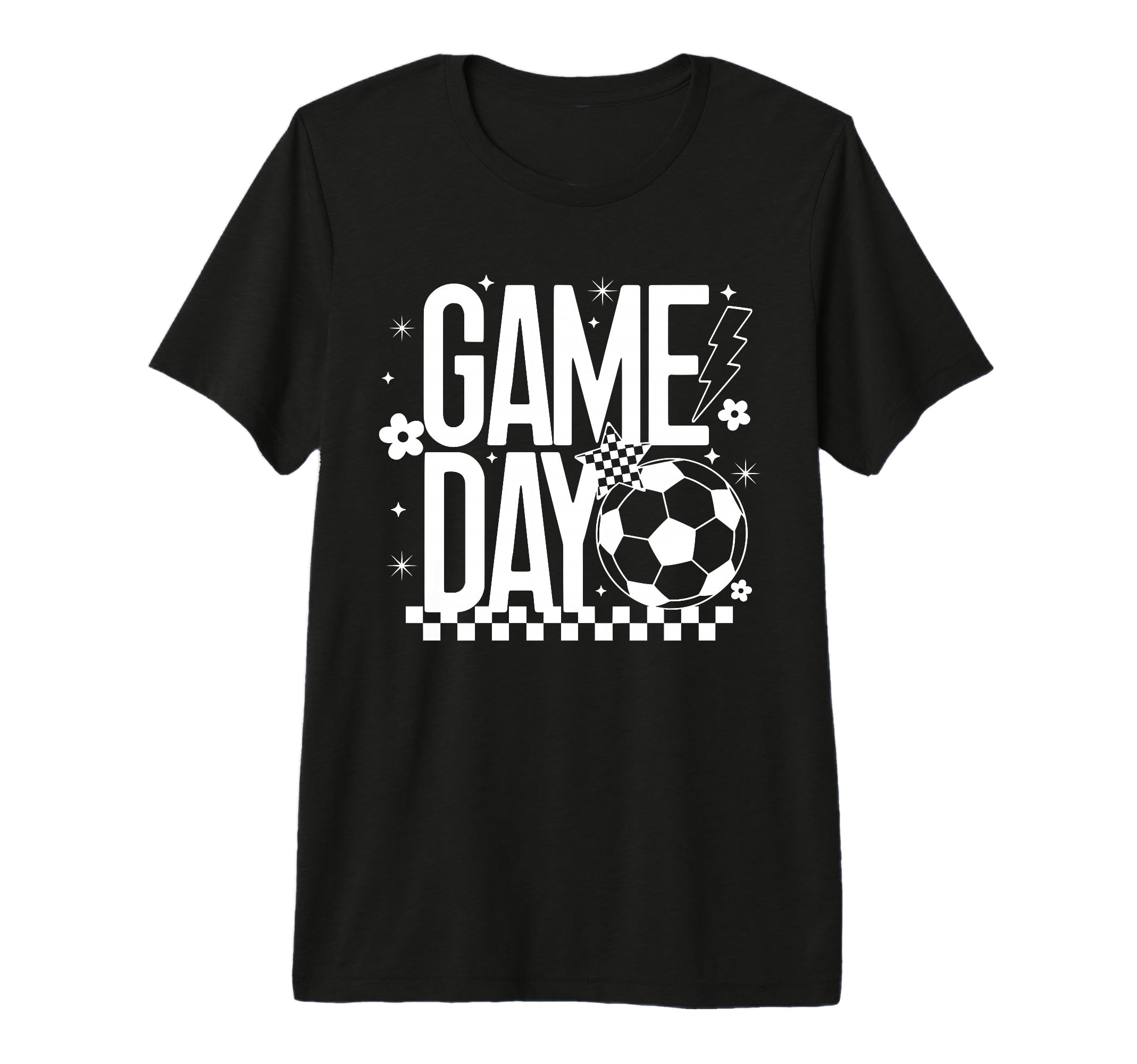Game Day Soccer Season Mom Checkered T-Shirt - Graphic Print Men Women