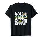 Eat Sleep Soccer Repeat T-Shirt - Graphic Print for Adults