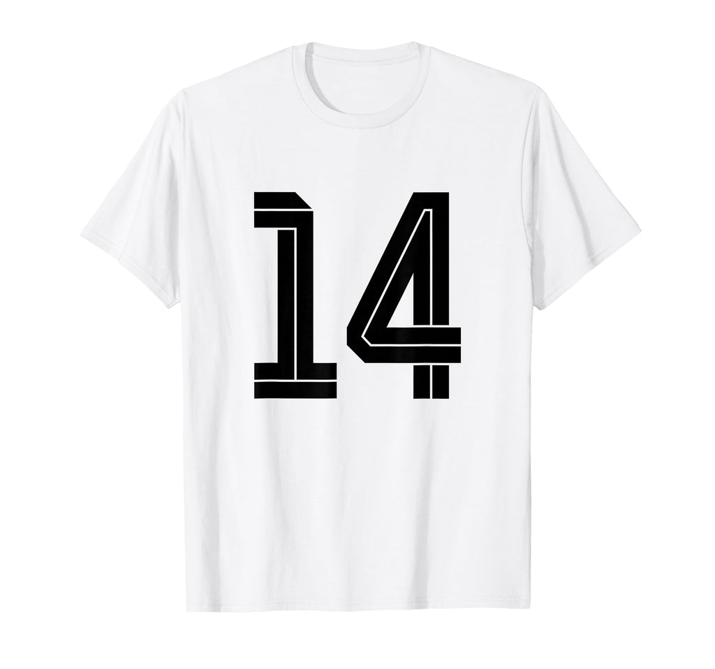 14 White Number 14 Sports Fan T-Shirt - Casual Everyday Wear for Adults